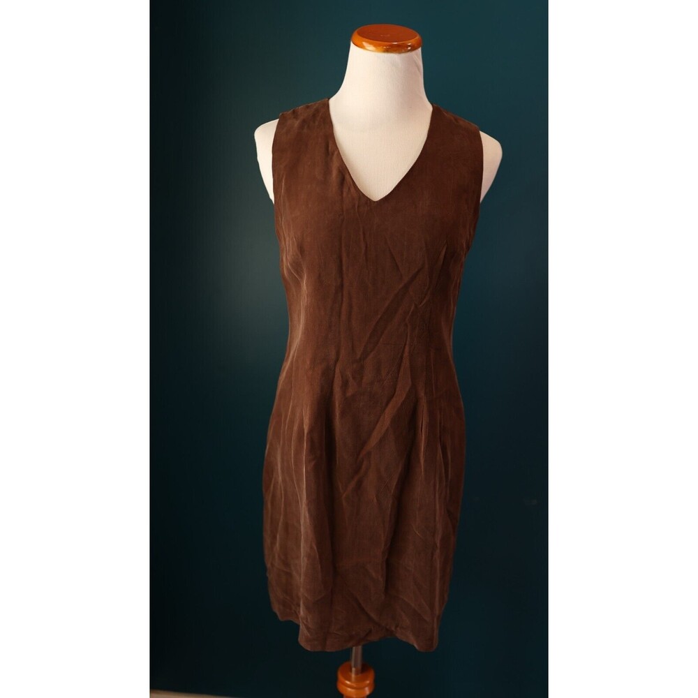 Vintage Rabbit Rabbit Rabbit Designs Faux Suede Sleeveless Brown Western Dress